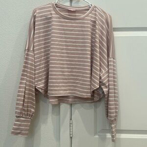 Pink Lily Long Sleeve Crop Blouse- Small